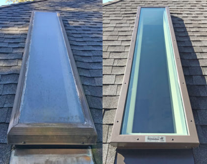 Before and after replacement skylight