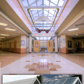 Before and After View of Elementary School Skylights